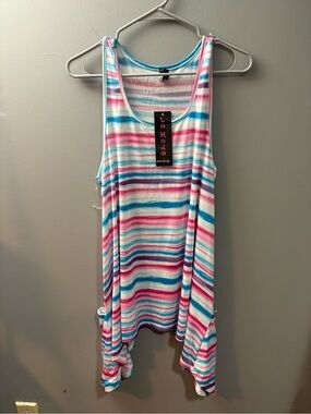 Moda Striped Scoop-Neck Tank in Pink, Blue & White